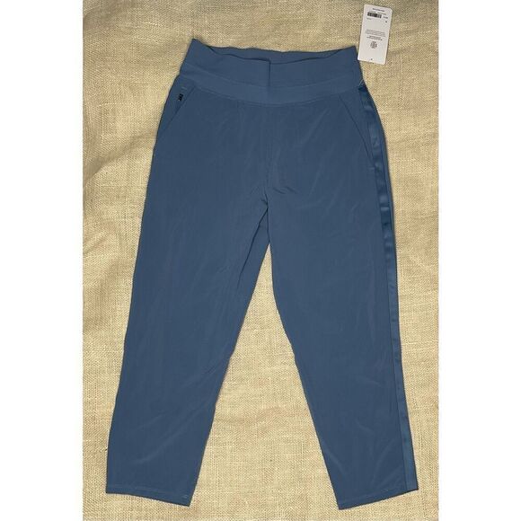 Athleta Womens Nolita Slim Tapered Crop Pant Size 10 Blue PullOn Commute Travel - Picture 3 of 11